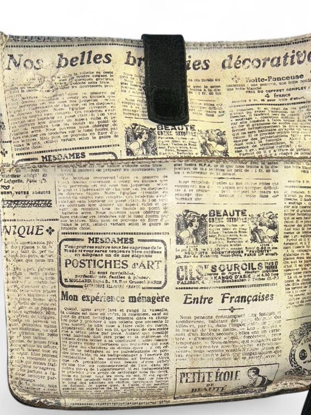 Patricia Nash Vintage French Newspaper Print Leather Crossbody Bag - Picture 3 of 7